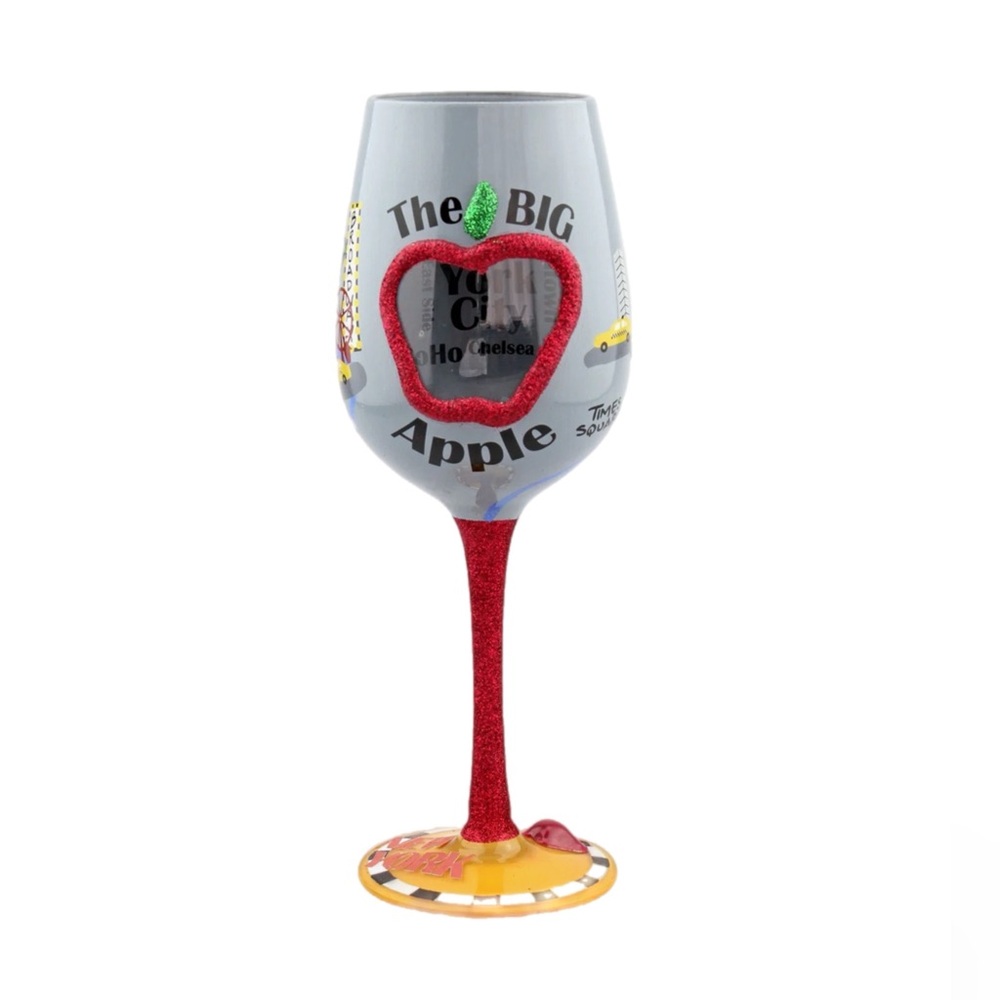 New York Big Apple Themed Wine Glass 15oz